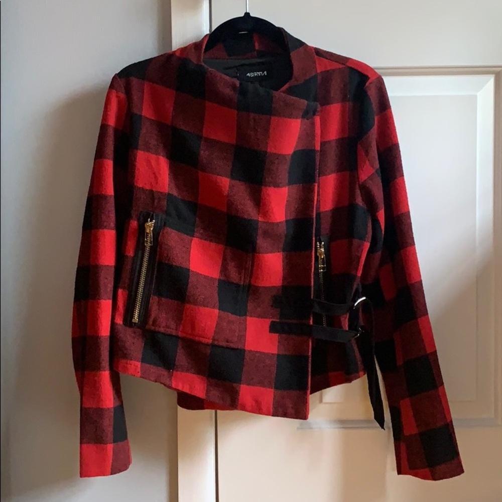 Nasty Gal plaid moto jacket